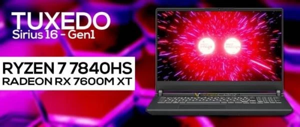 Анонсирован первый в мире игровой Linux-ноутбук Tuxedo Sirius 16 — он собран на компонентах AMD