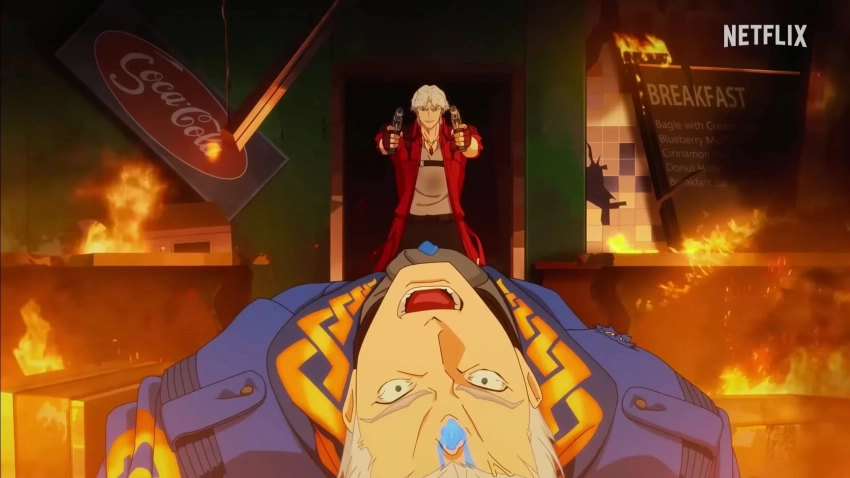 В свежем отрывке аниме по Devil May Cry показали сражение Данте и демона в облике Вергилия